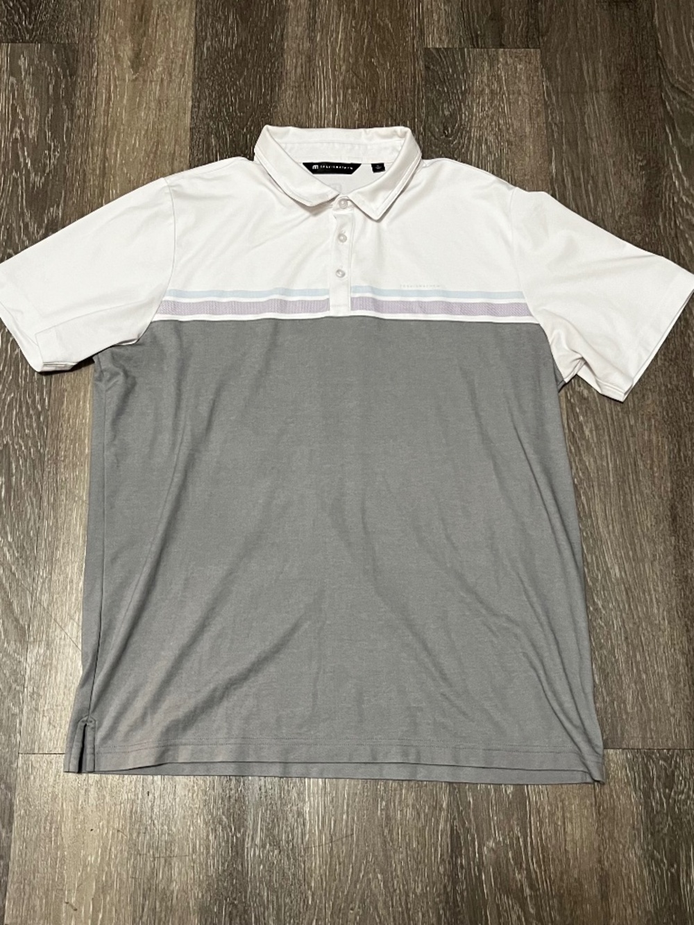 Travis Matthew Golf Polo Shirt Men's XL Gray Blue Purple Aviara Club Lightweight